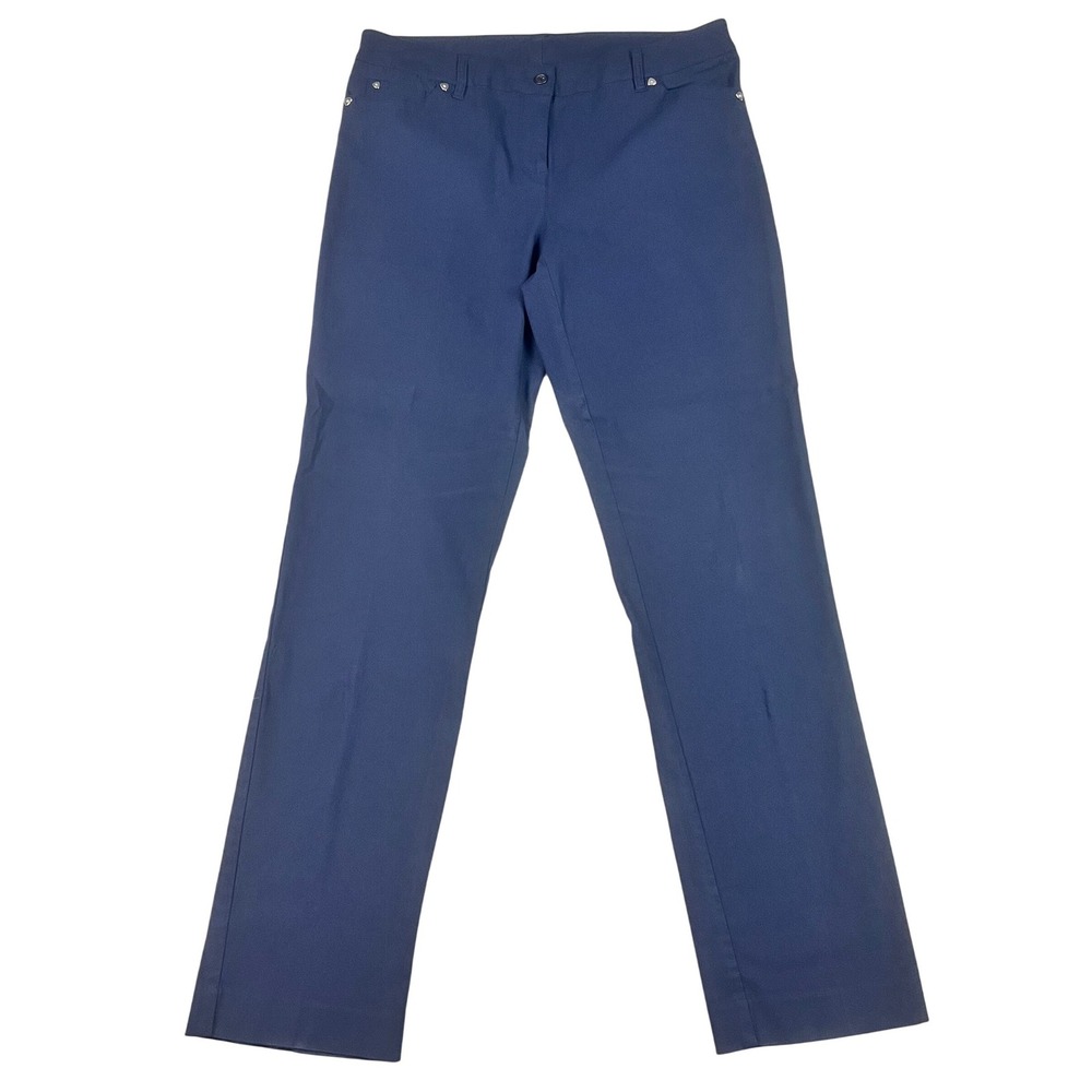 New Directions Navy Blue Straight Leg Stretch Trousers Women Size‎ 10 Business